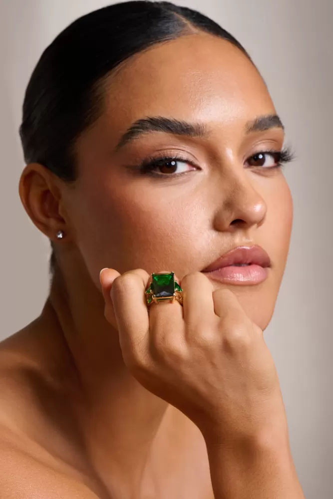 Club L London Adella | Emerald Statement Ring GREEN Flash Sale