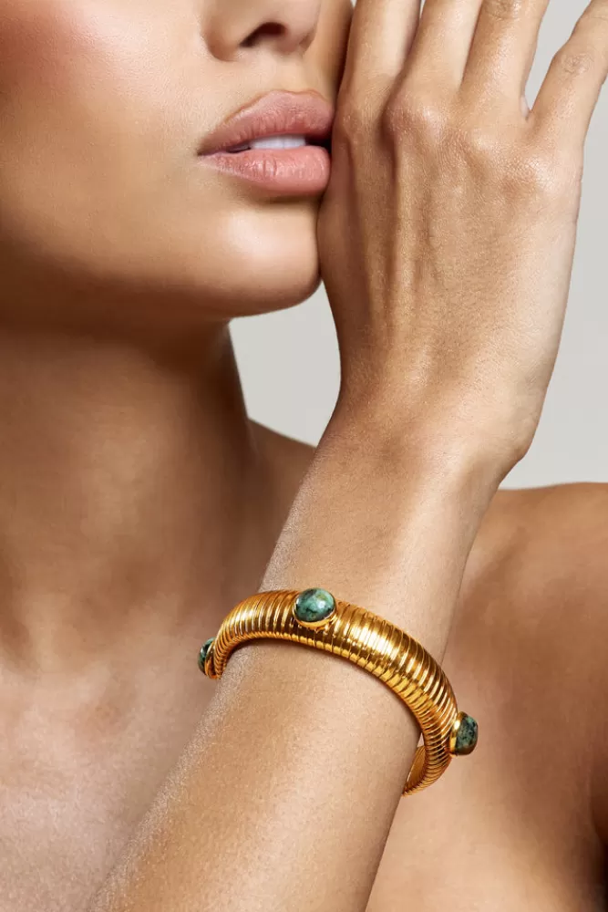 Club L London Adrianne | Gold Bracelet With Blue Pendants GREEN Best