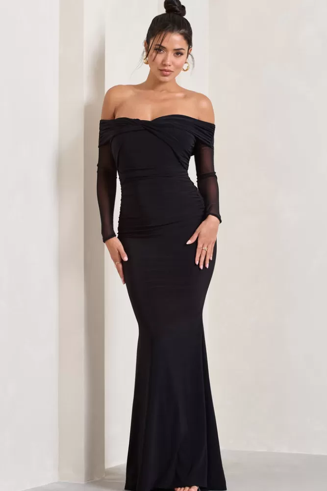 Club L London Alex | Bardot Twist Maxi Dress BLACK Best