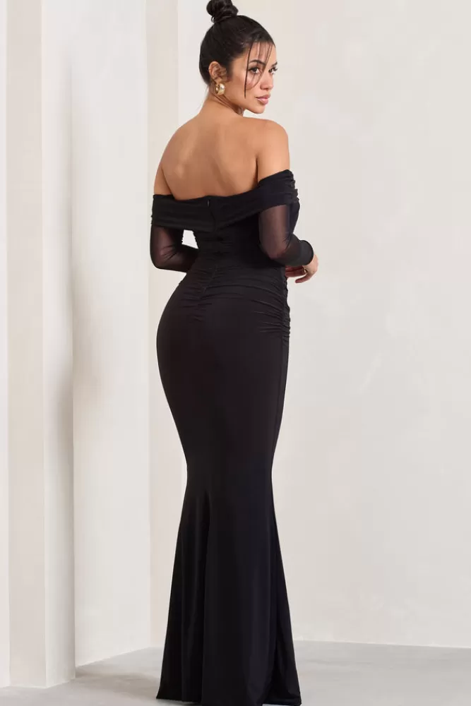 Club L London Alex | Bardot Twist Maxi Dress BLACK Best