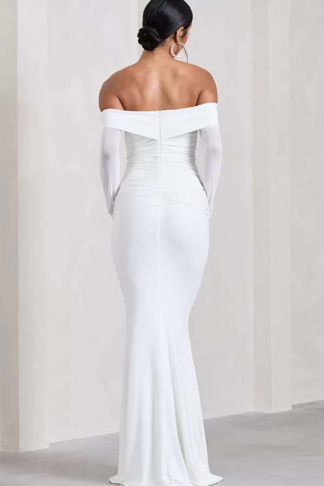 Club L London Alex | Bardot Twist Maxi Dress WHITE Online