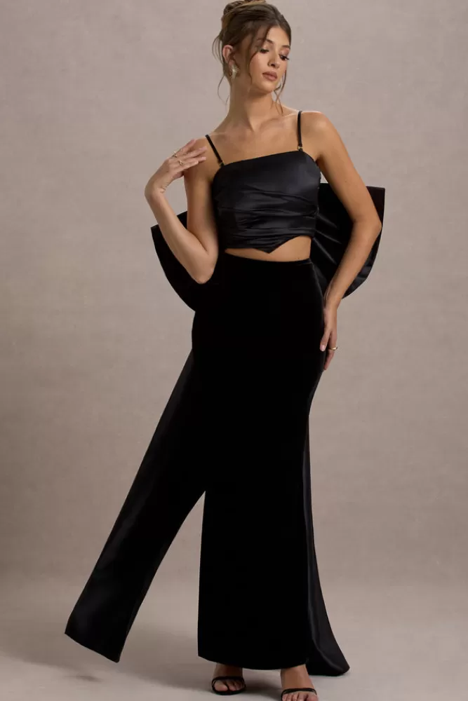 Club L London Alize | Velvet Split Maxi Skirt black Best Sale