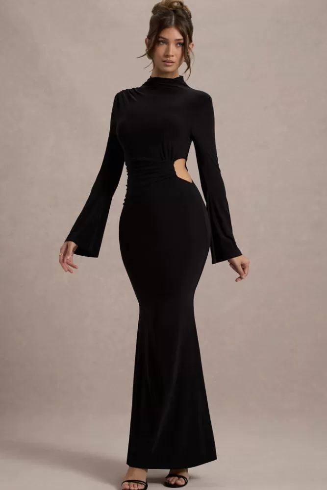 Club L London Anderson | High-Neck Cut-Out Maxi Dress BLACK Discount