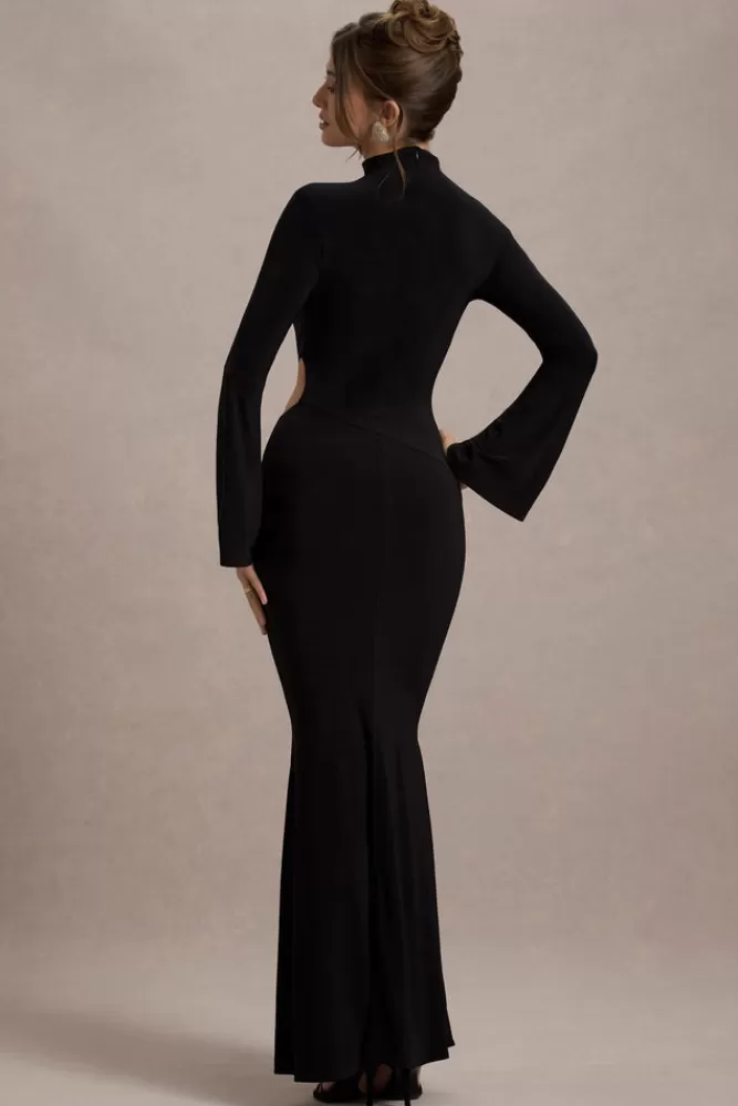 Club L London Anderson | High-Neck Cut-Out Maxi Dress BLACK Discount