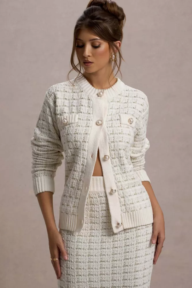 Club L London Annabeth | Boucle Cardigan CREAM Best