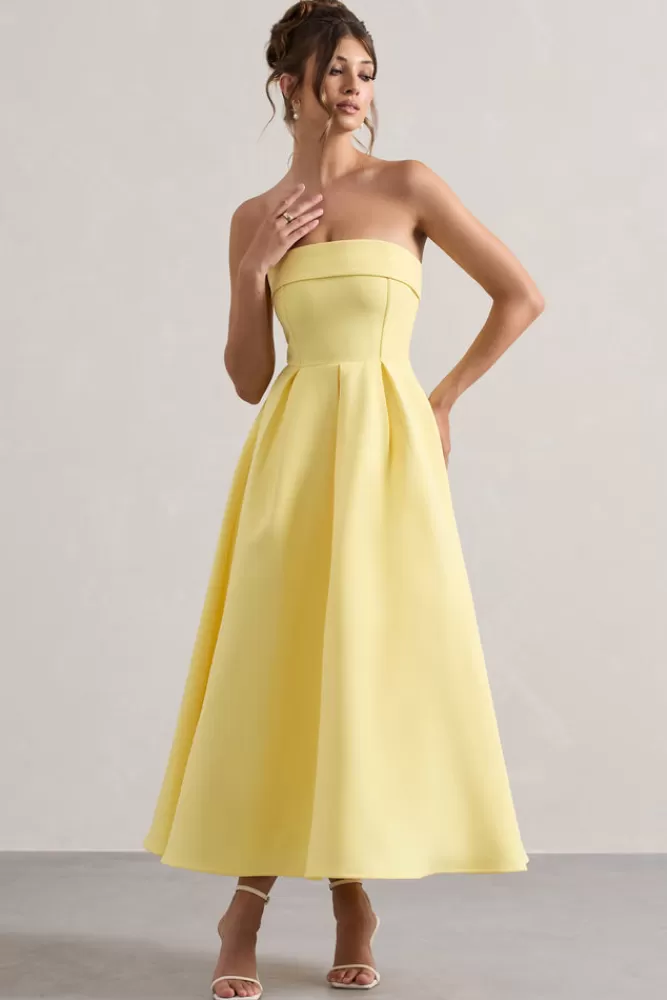 Club L London Annalise | Bandeau Skater Midi Dress LEMON Online