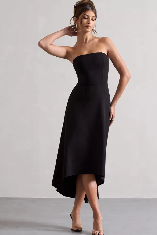 Club L London Ariela | Bandeau High-Low Midi Dress BLACK Best