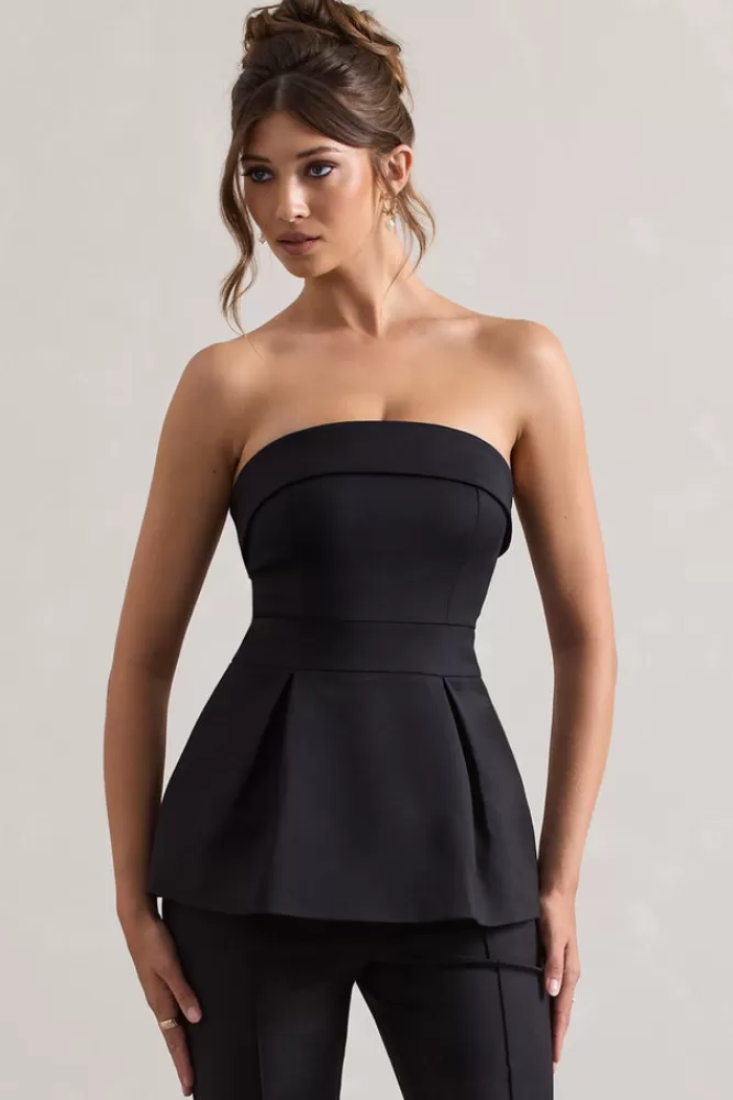 Club L London Arrow | Strapless Tailored Top BLACK Best Sale