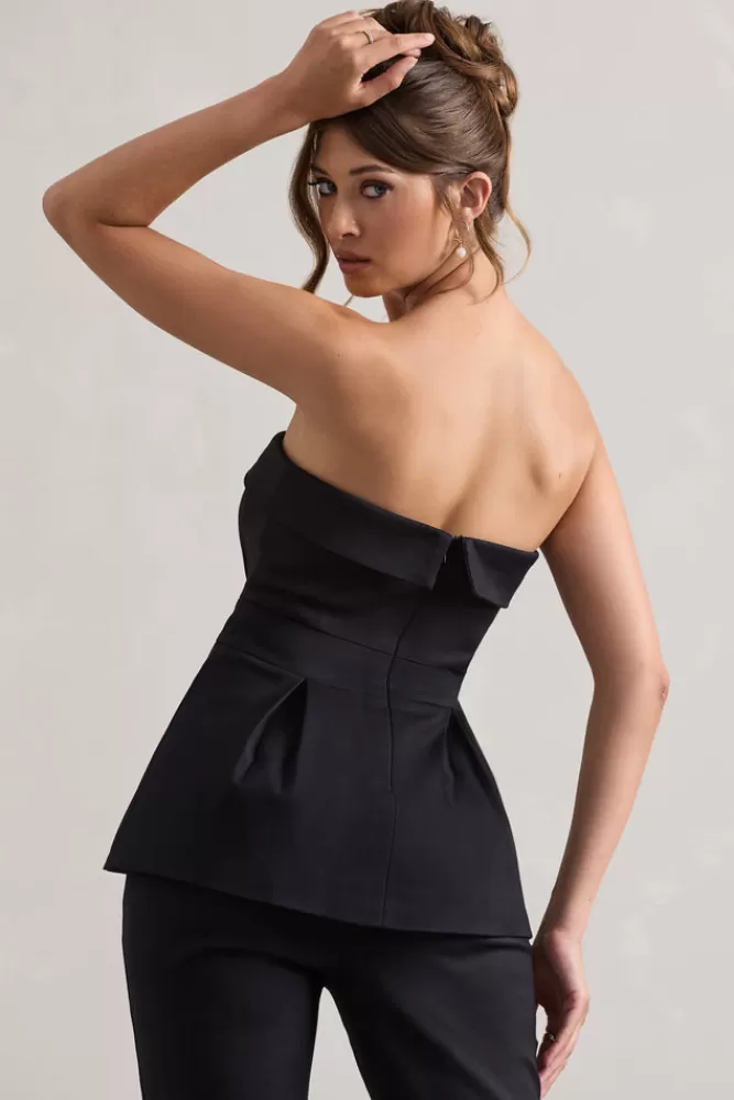 Club L London Arrow | Strapless Tailored Top BLACK Best Sale