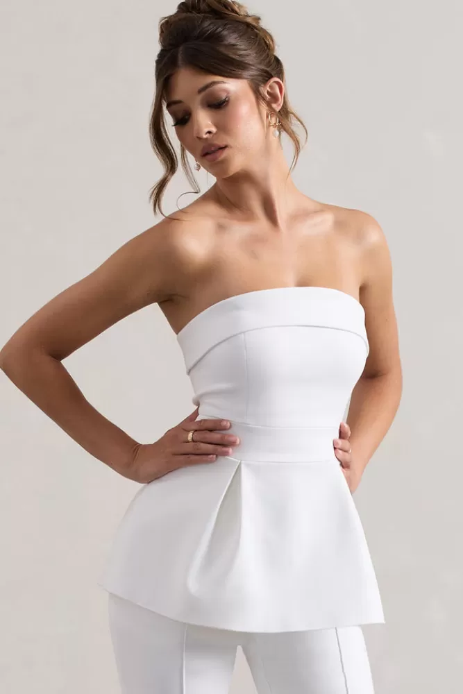 Club L London Arrow | Strapless Tailored Top WHITE Online