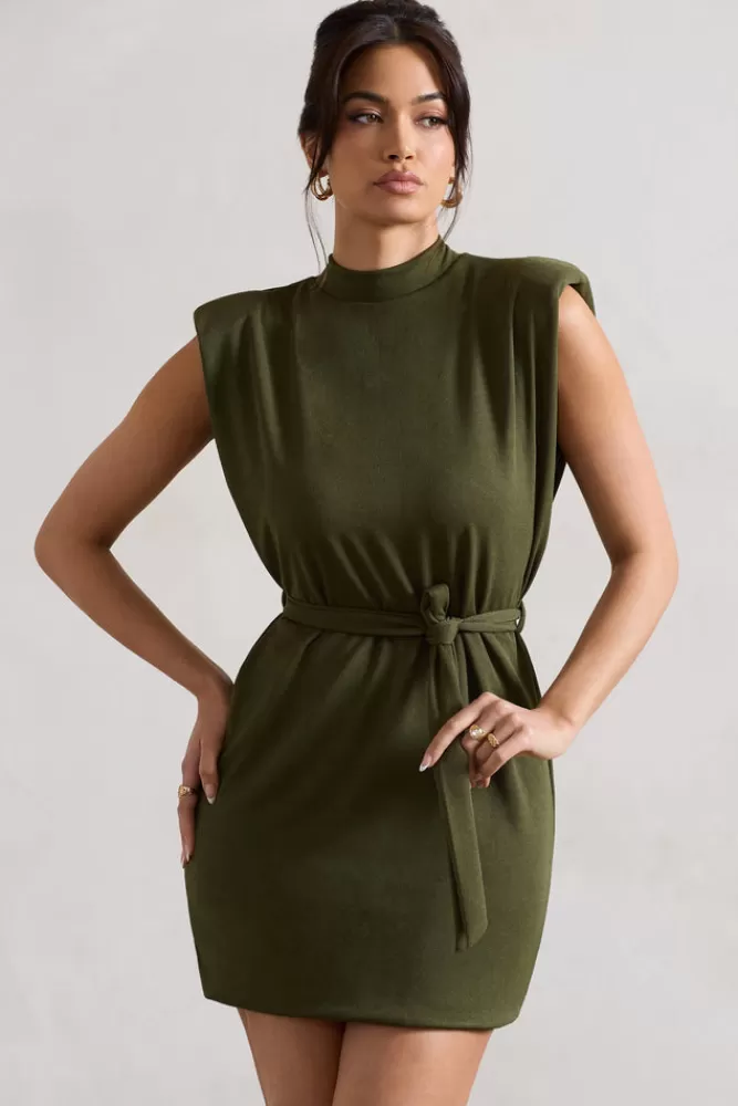 Club L London Asher | High-Neck Mini Dress With Tie Waist OLIVE Shop