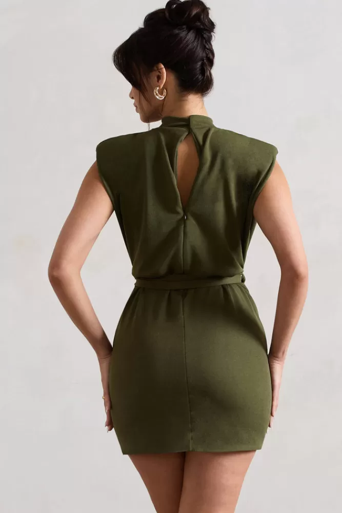 Club L London Asher | High-Neck Mini Dress With Tie Waist OLIVE Shop