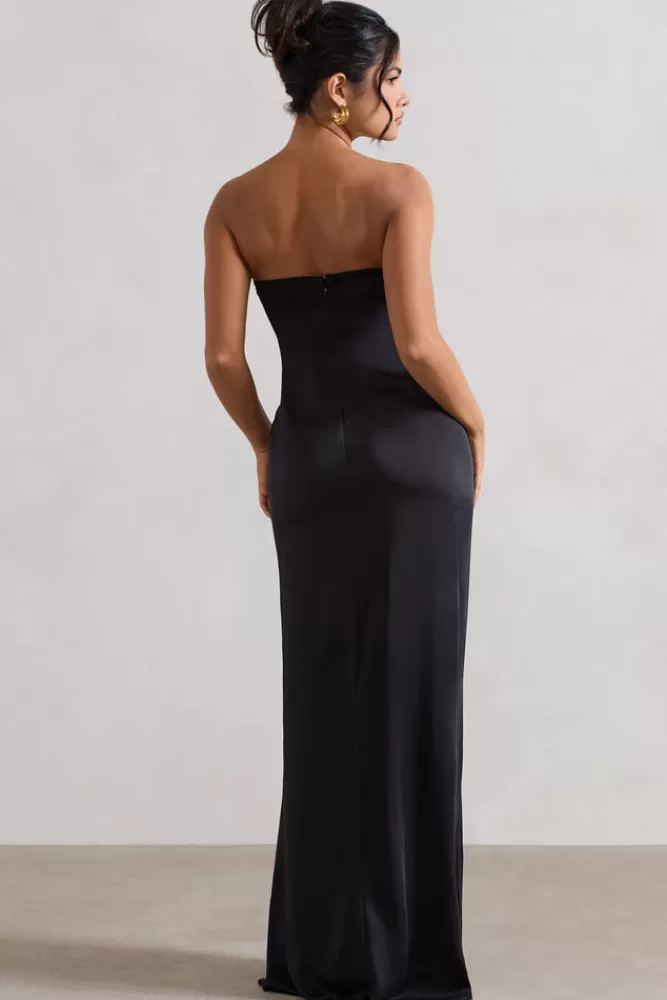 Club L London Azra | Satin Bandeau Maxi Dress BLACK Sale