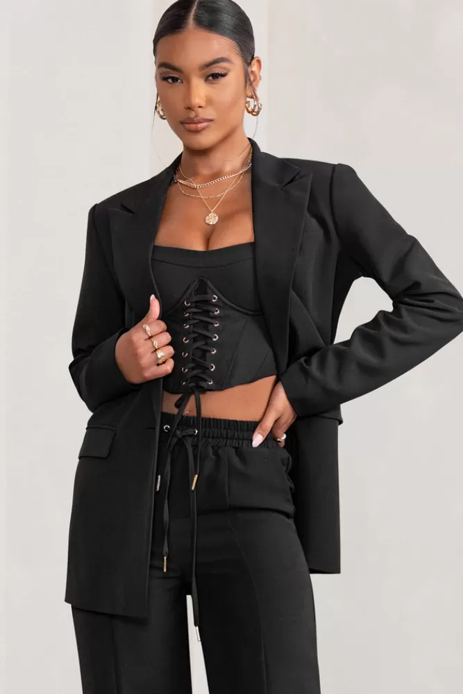 Club L London Barbie Girl | Single Breasted Oversized Blazer BLACK New