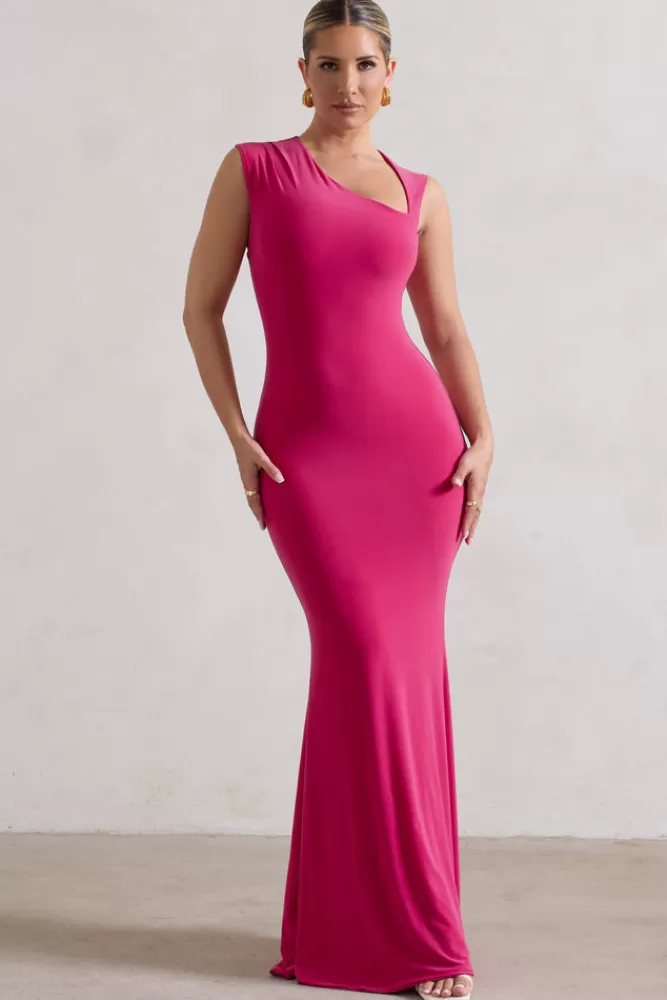 Club L London Behind The Scenes | Dark Pink Sleeveless Cut-Out Maxi Dress BOUDOIRRED Fashion