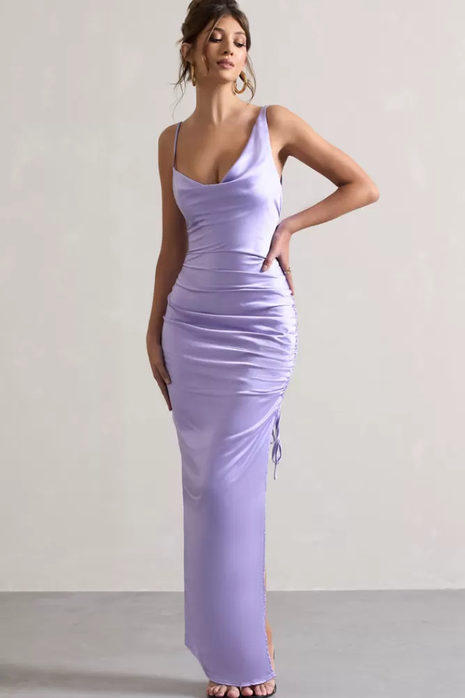 Club L London Belonging | Ruched Cowl Maxi Dress LILAC Best