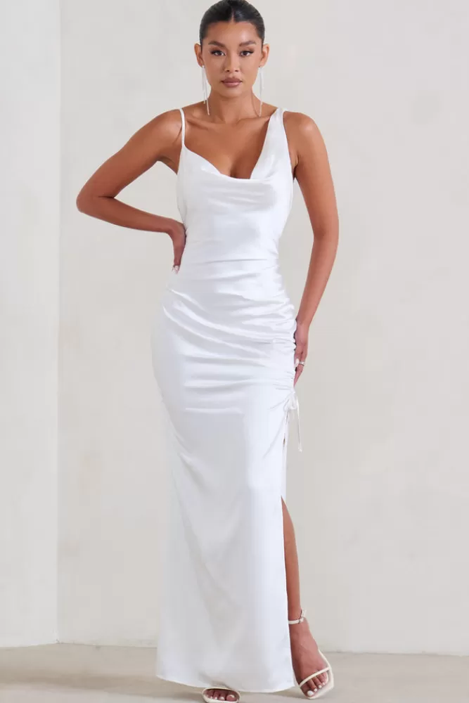 Club L London Belonging | Ruched Cowl Maxi Dress WHITE Best