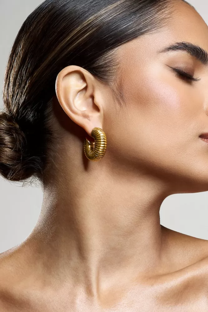 Club L London Blaine | Chunky Hoop Earrings GOLD Sale