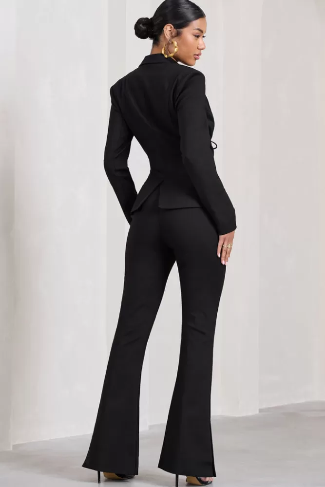 Club L London Brianca | High-Waisted Split Wide-Leg Trousers BLACK Online