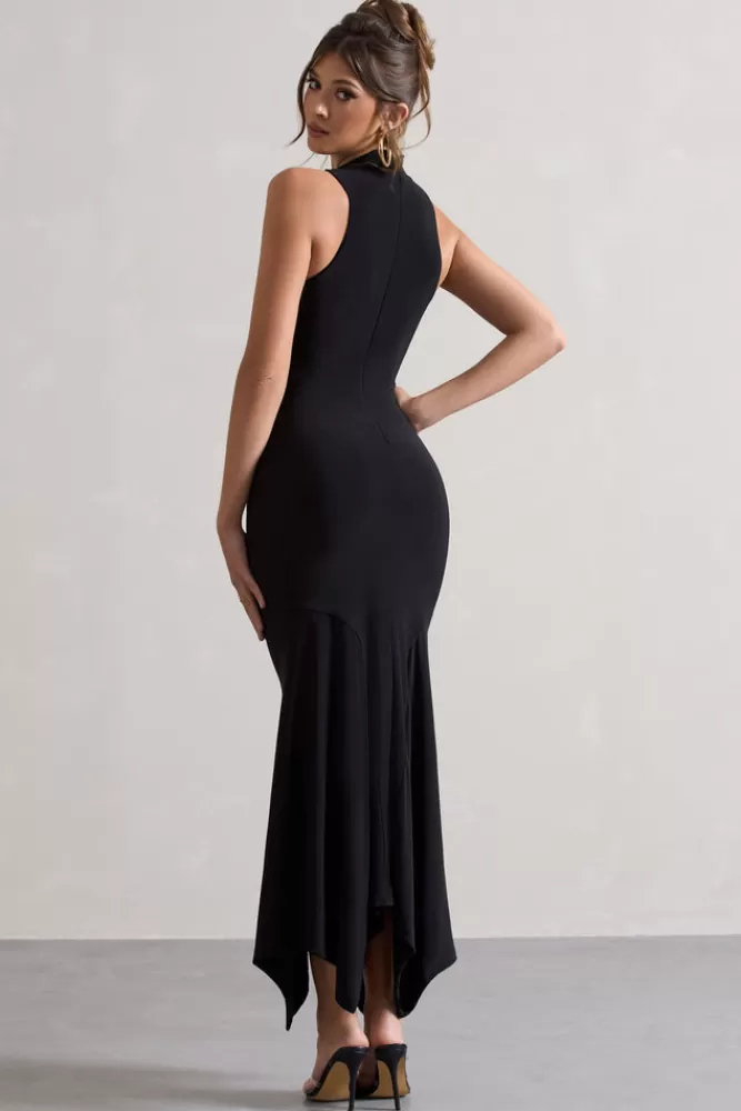 Club L London Brionna | High-Neck Twist Maxi Dress BLACK Outlet