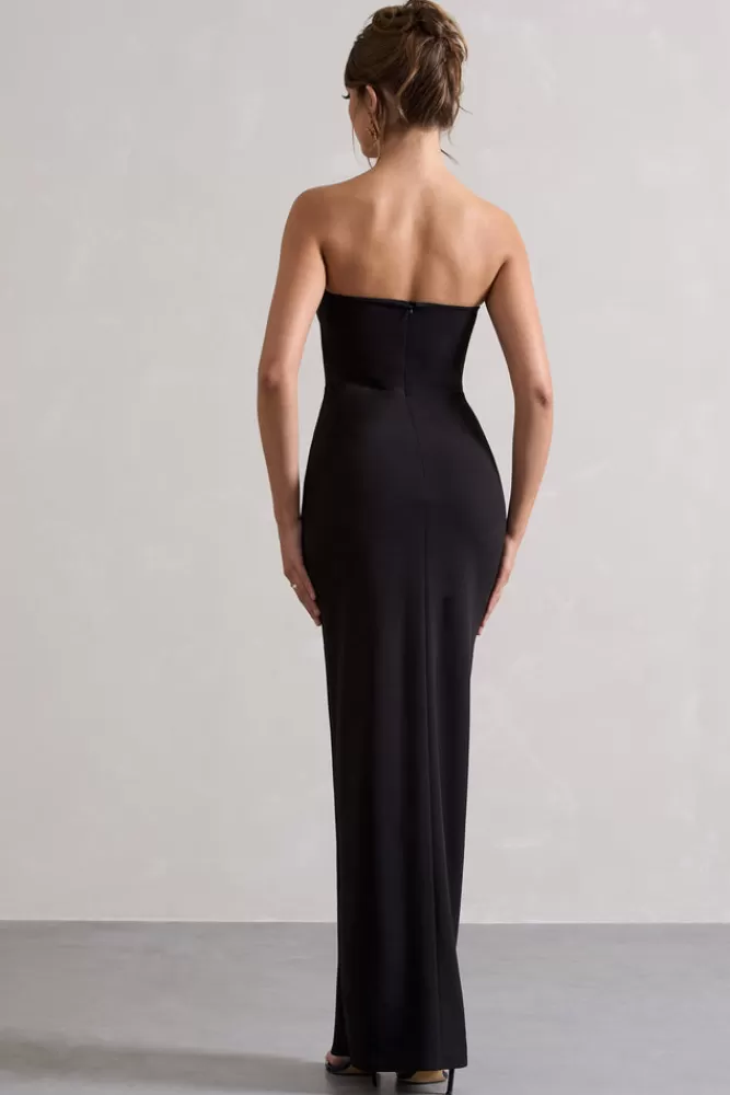 Club L London Cailin | Strapless Split Maxi Dress BLACK Best