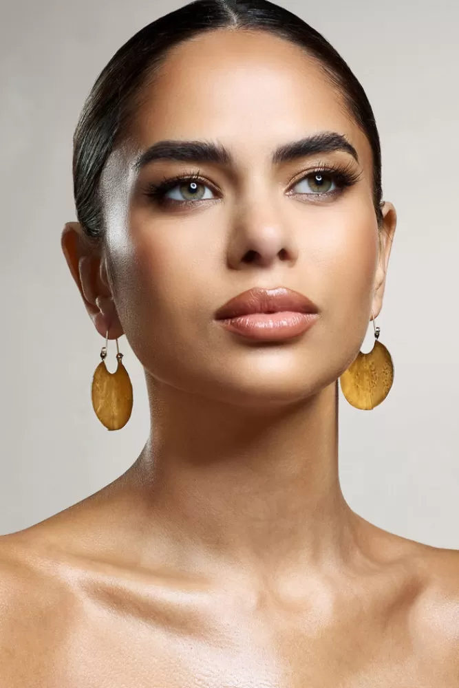 Club L London Calista | Textured Disc Earrings GOLD Hot