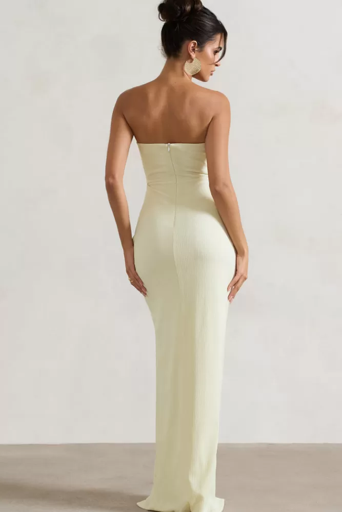 Club L London Cancun | Crinkle Strapless Cut-Out Maxi Dress With Twist ECRU Flash Sale