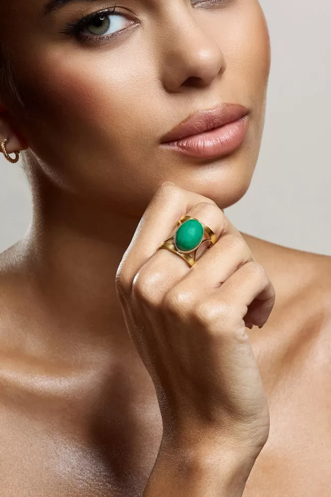 Club L London Caspian | Pendant Adjustable Ring GREEN Hot