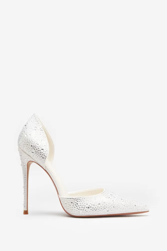 Club L London Catcher | Diamante Pointed Court Heels IVORY Shop