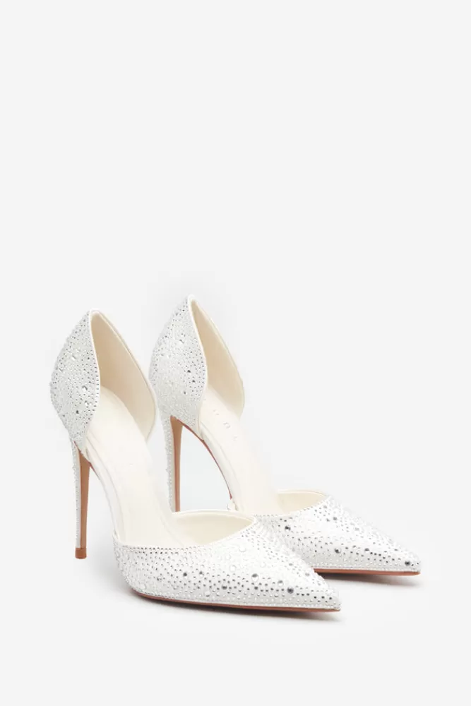 Club L London Catcher | Diamante Pointed Court Heels IVORY Shop