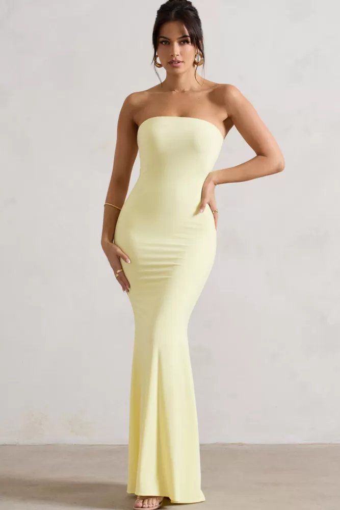 Club L London Ceremony | Lemon Bandeau Fishtail Maxi Dress DUCKLING Outlet