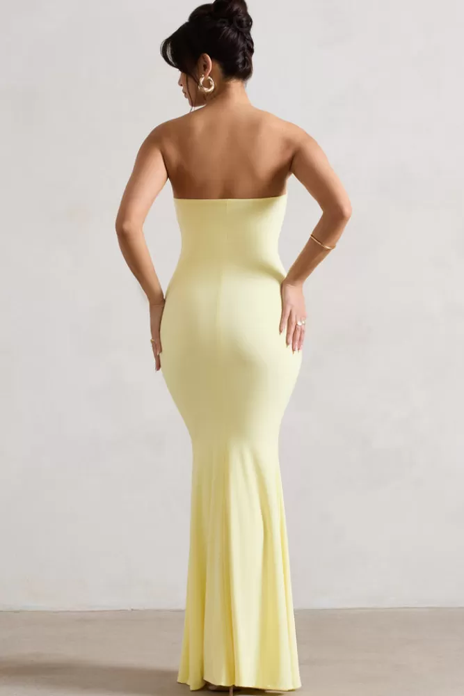 Club L London Ceremony | Lemon Bandeau Fishtail Maxi Dress DUCKLING Outlet