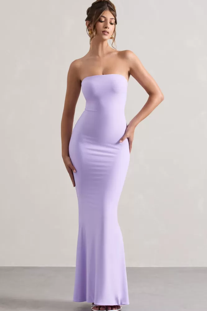 Club L London Ceremony | Lilac Bandeau Fishtail Maxi Dress PASTELLILAC Online