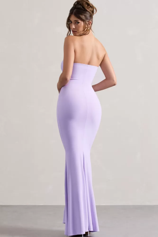 Club L London Ceremony | Lilac Bandeau Fishtail Maxi Dress PASTELLILAC Online