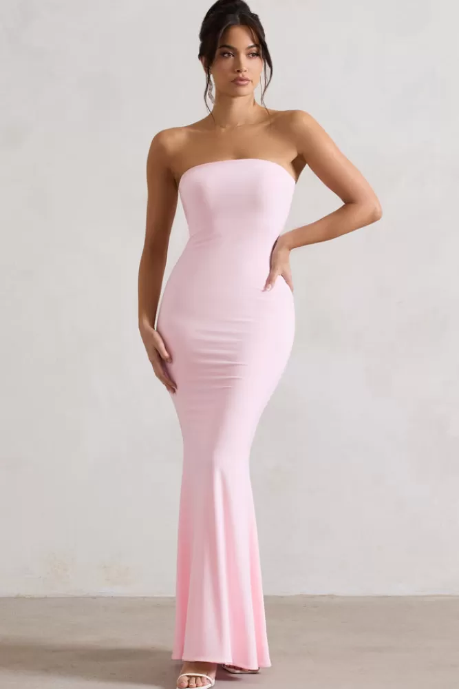 Club L London Ceremony | Pink Bandeau Fishtail Maxi Dress PINKTULLE Cheap