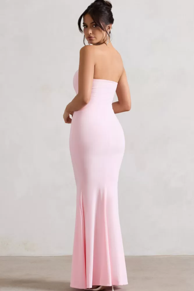 Club L London Ceremony | Pink Bandeau Fishtail Maxi Dress PINKTULLE Cheap