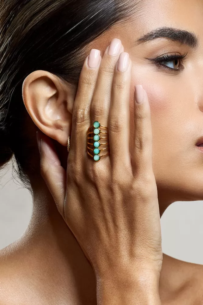 Club L London Cerys | Stacked Statement Ring TURQUOISE Discount