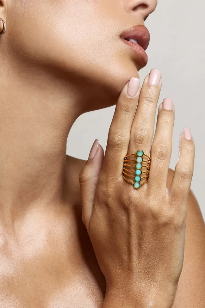 Club L London Cerys | Stacked Statement Ring TURQUOISE Discount