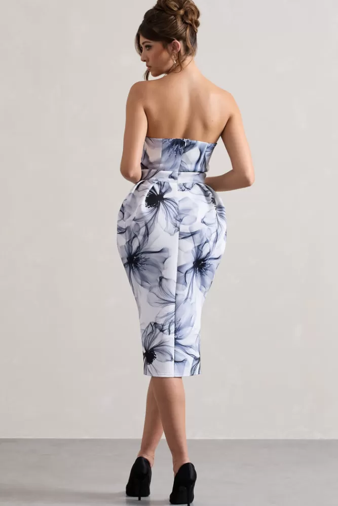 Club L London Chateau | Mono Print Bandeau Midi Dress MONOPRINT Online