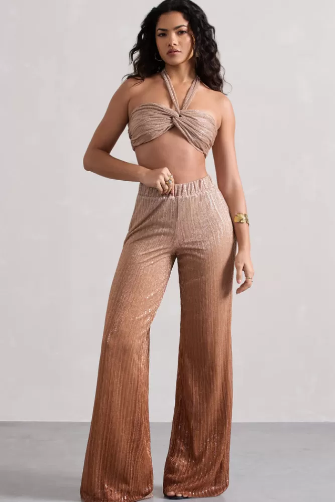 Club L London Connection | Gold Metallic Ombre Trousers GOLDMETALLIC Cheap