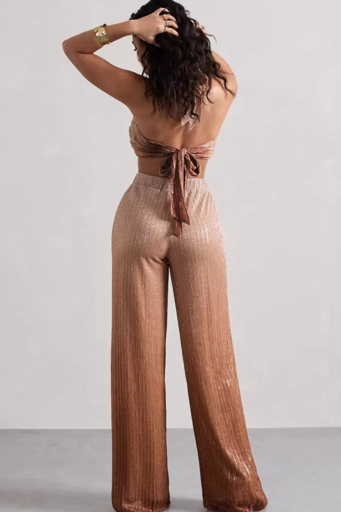 Club L London Connection | Gold Metallic Ombre Trousers GOLDMETALLIC Cheap