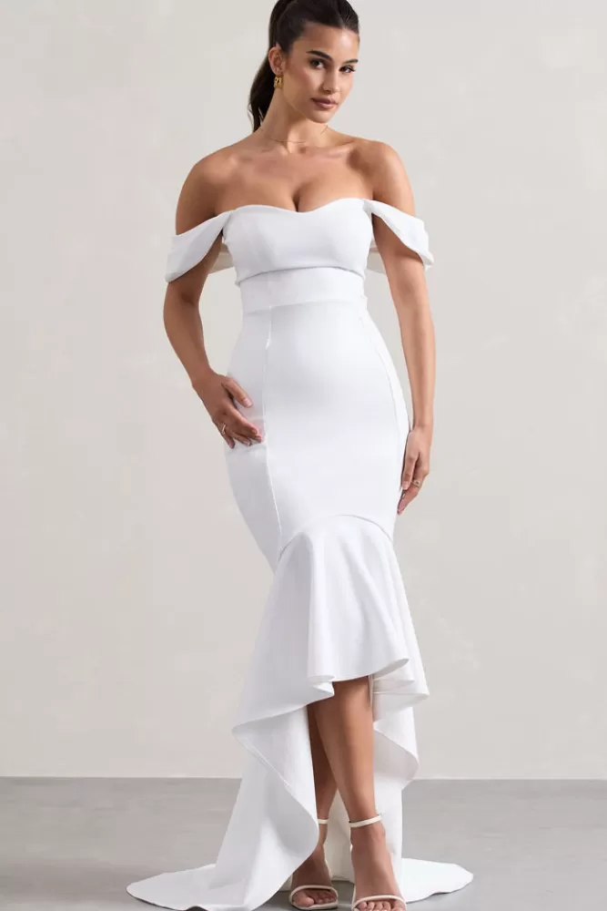 Club L London Cotillion | Sweetheart High-Low Maxi Dress With Ruffle Hem WHITE Online