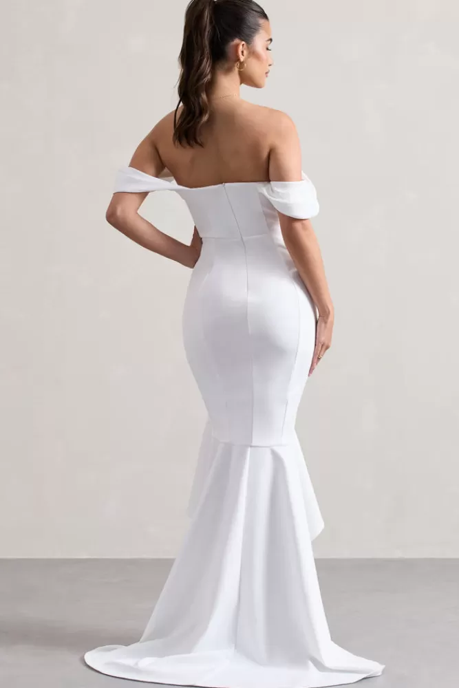 Club L London Cotillion | Sweetheart High-Low Maxi Dress With Ruffle Hem WHITE Online