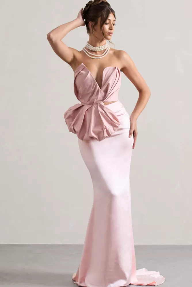 Club L London Couture | Satin Maxi Skirt PINK Flash Sale