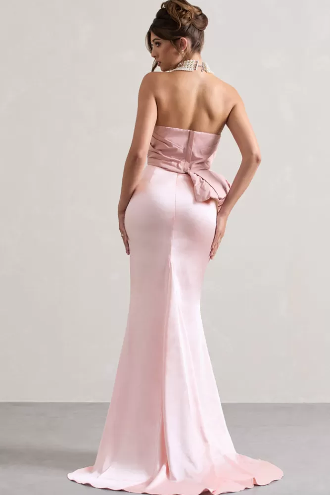 Club L London Couture | Satin Maxi Skirt PINK Flash Sale