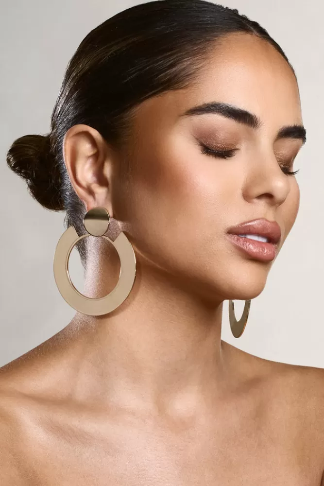 Club L London Danica | Abstract Hoop Earrings GOLD Cheap