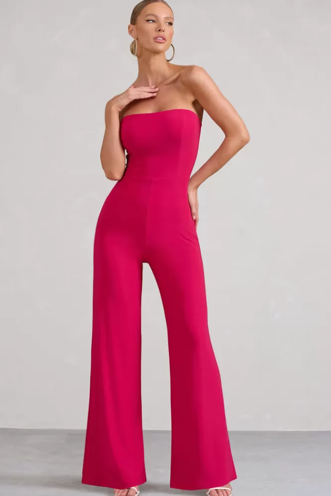 Club L London Darya | Hot Pink Bandeau Wide Leg Jumpsuit HOTPINK Shop