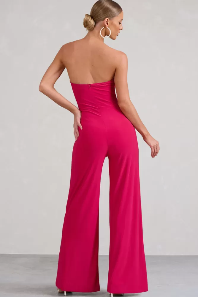 Club L London Darya | Hot Pink Bandeau Wide Leg Jumpsuit HOTPINK Shop