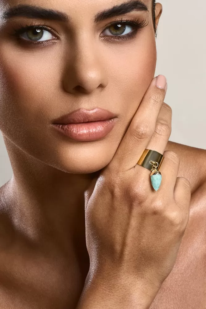 Club L London Daya | Gold Adjustable Ring With Crystal SAGE Online