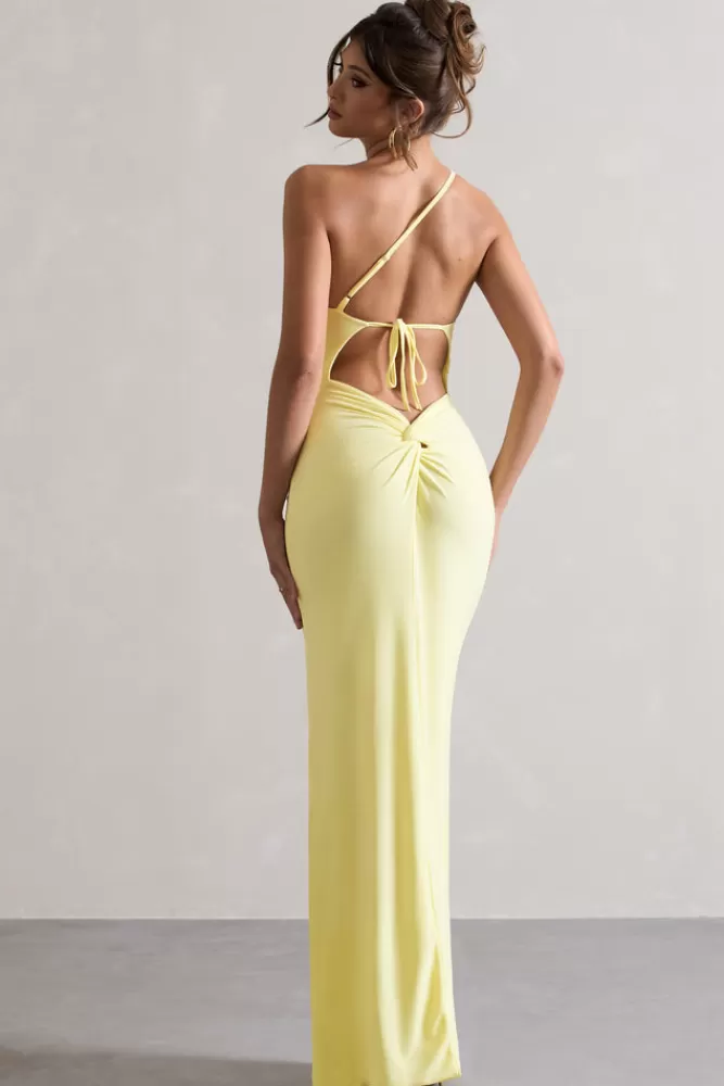 Club L London Dressing Up | One Shoulder Maxi Dress With Open Back Detail LEMON Outlet